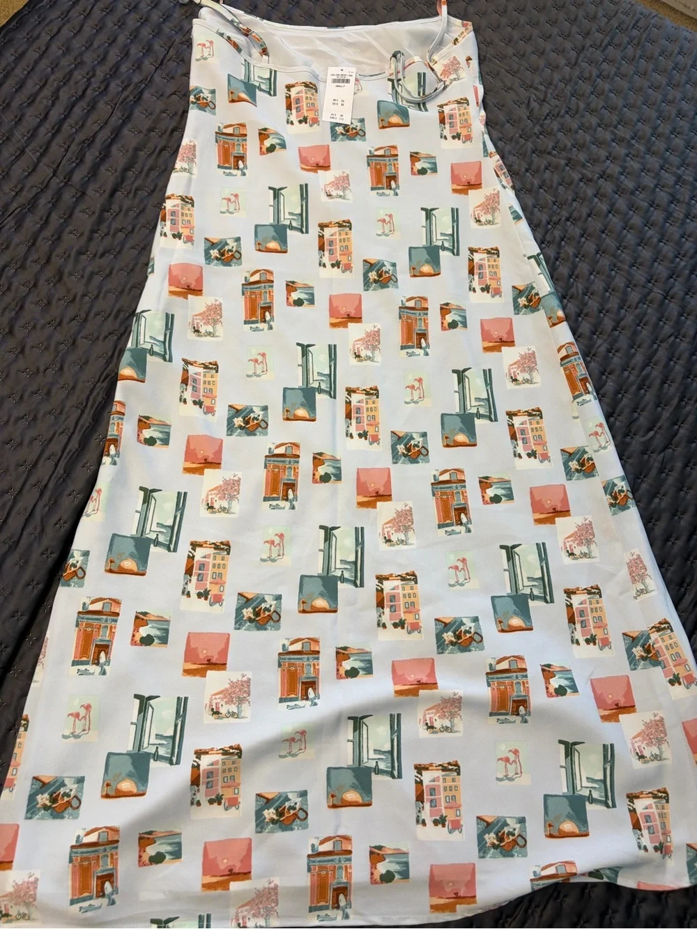 Abercrombie & Fitch Light Blue Printed Slip Maxi Dress